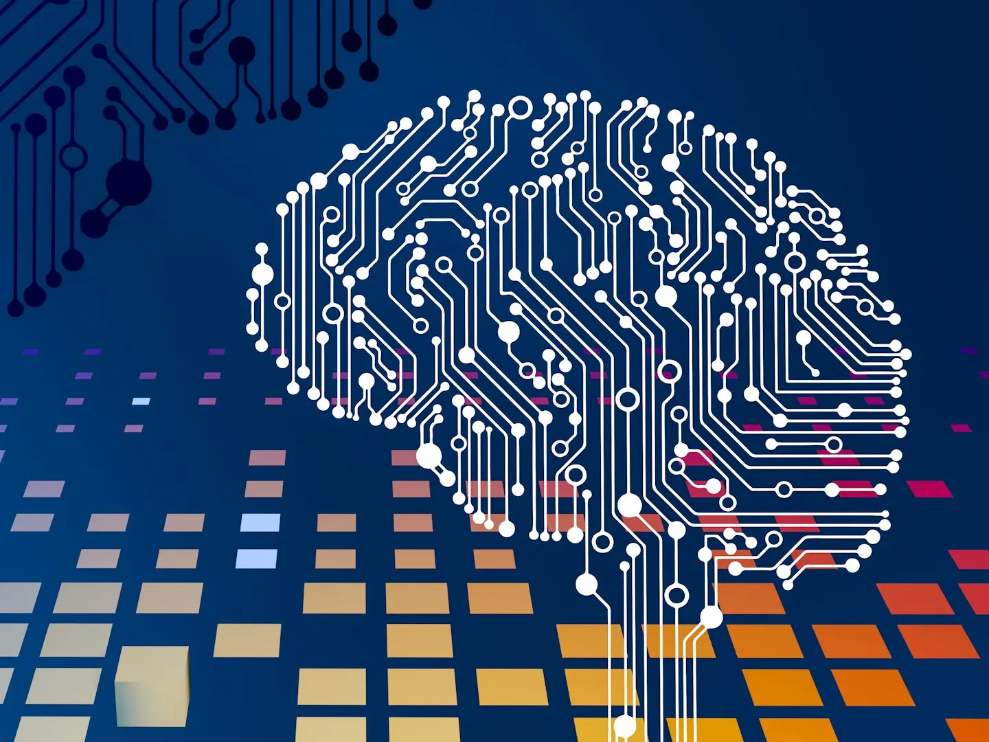 a computer circuit board with a brain on it